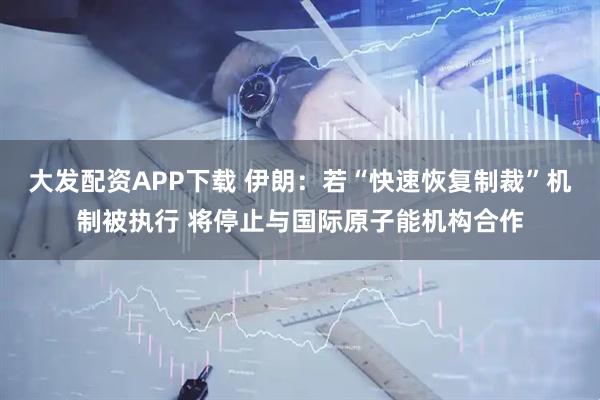 大发配资APP下载 伊朗：若“快速恢复制裁”机制被执行 将停止与国际原子能机构合作